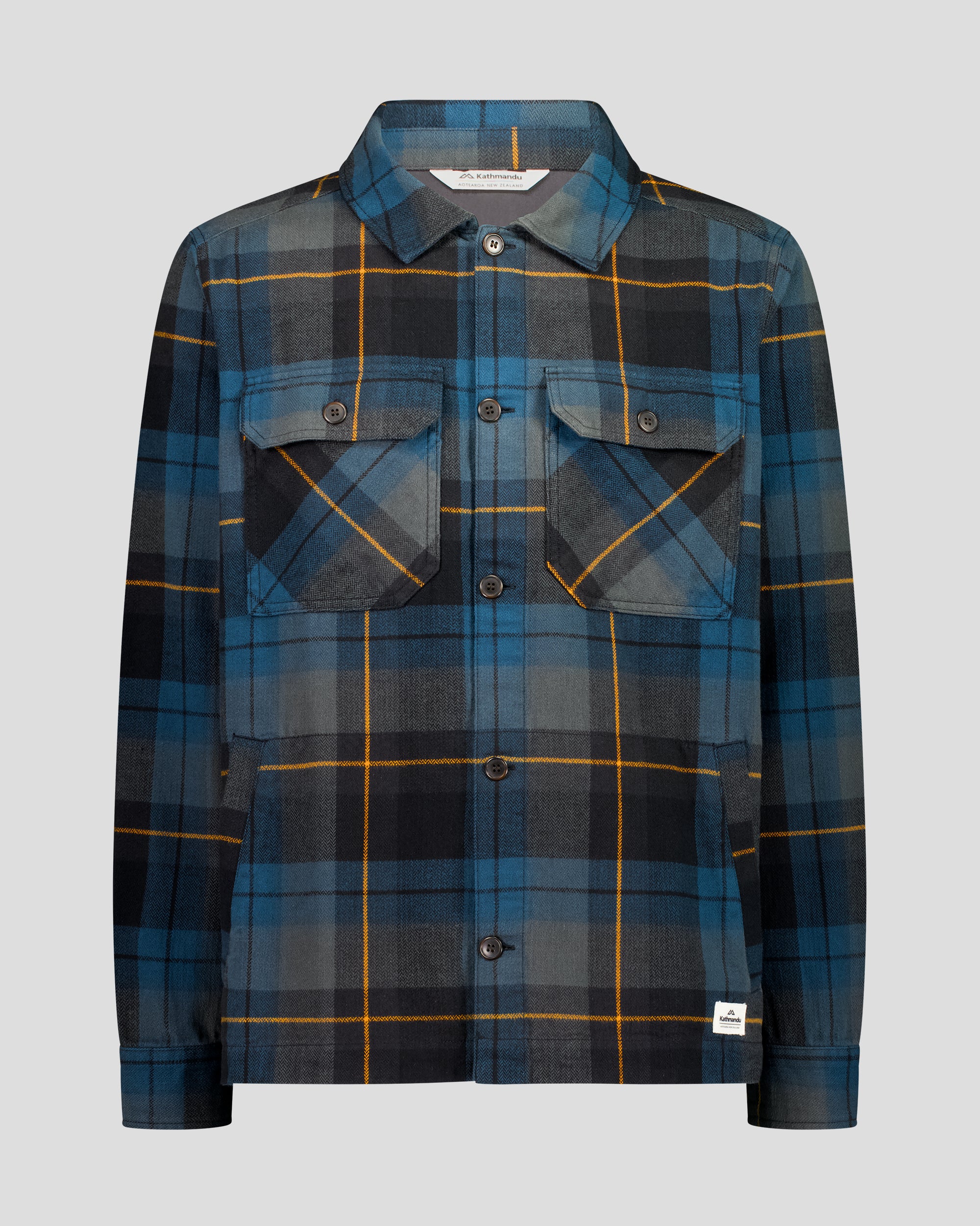 Men's Retreat Huntly Long Sleeve Overshirt - Deep Lagoon Plaid - Image 5