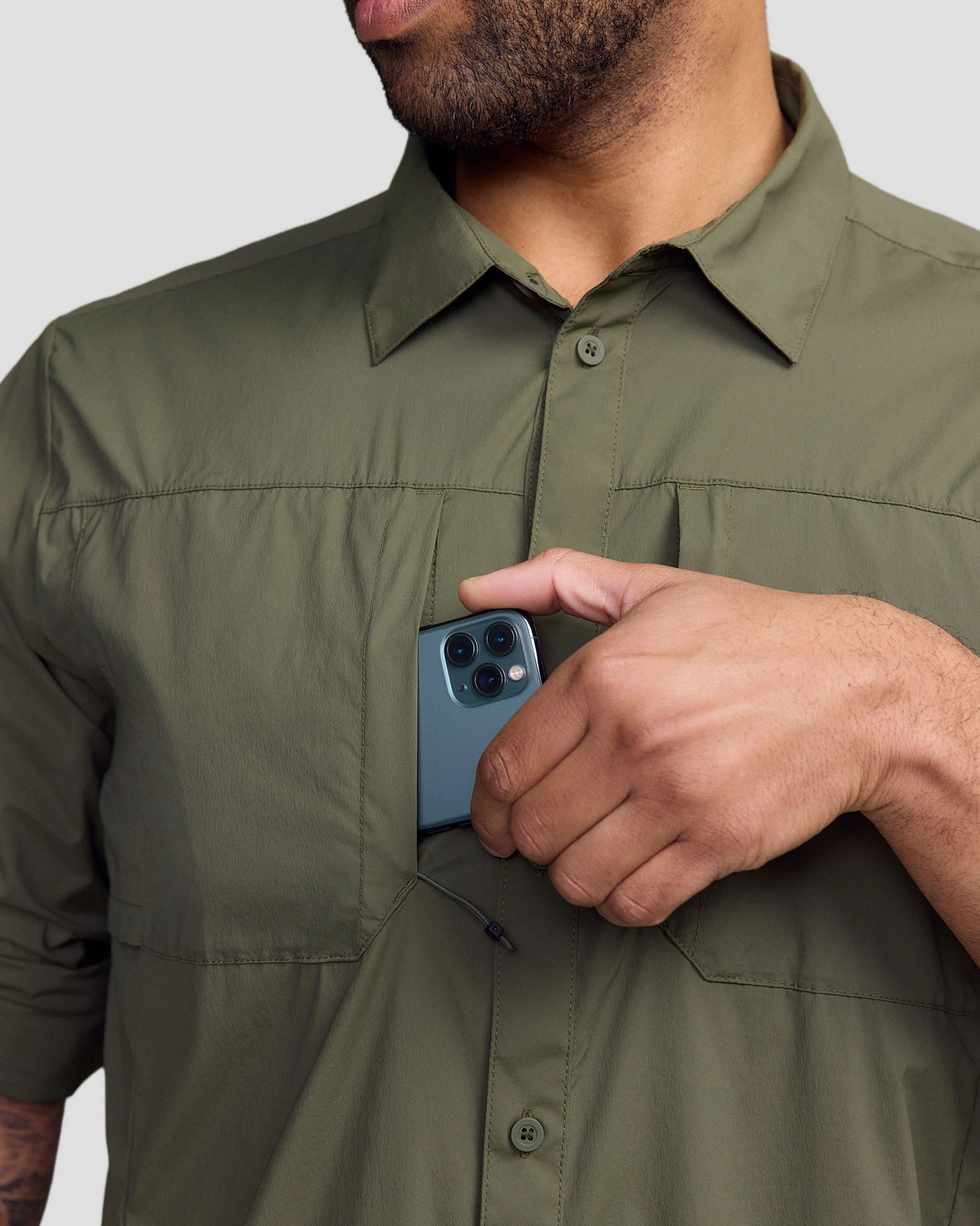Men’s Ridge UPF Long Sleeve Shirt - Light Moss - Image 6