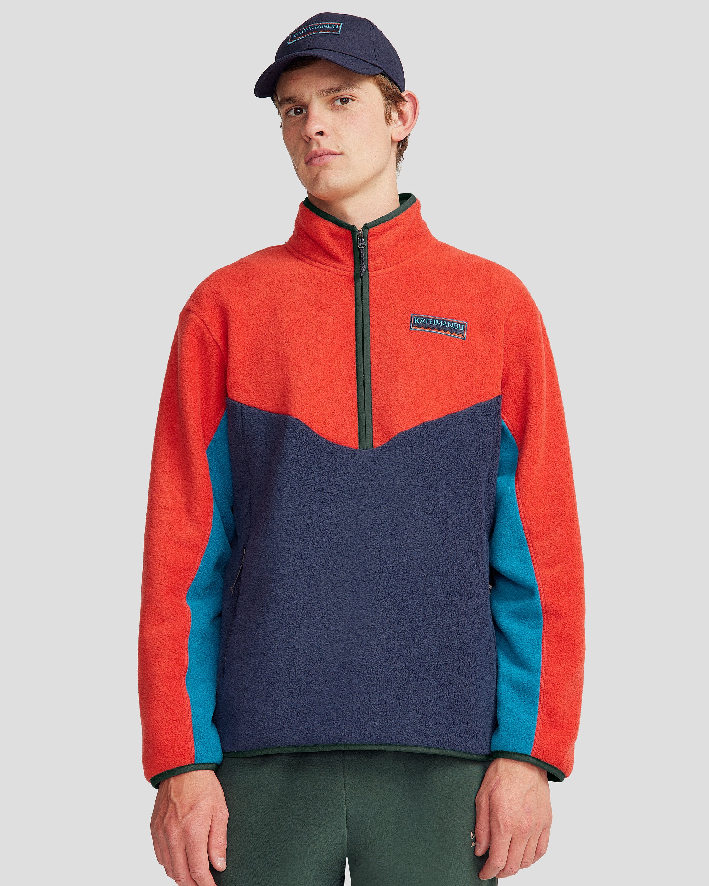 Men's Trailhead Fleece Heritage ¼ Zip Pullover - Classic Red/Pure Navy - Image 2