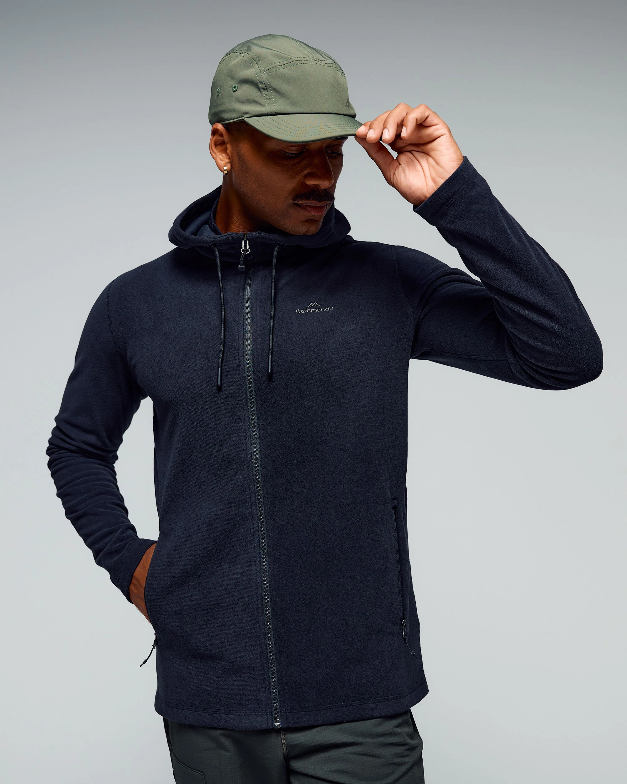 Men's Mt Aspiring Hooded Fleece Jacket - Black Stingray - Image 3