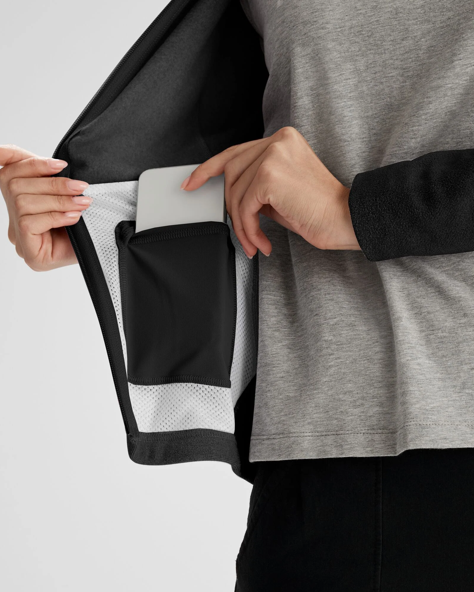 Women's Mt Aspiring Hooded Fleece Jacket - Black Stingray - Image 5