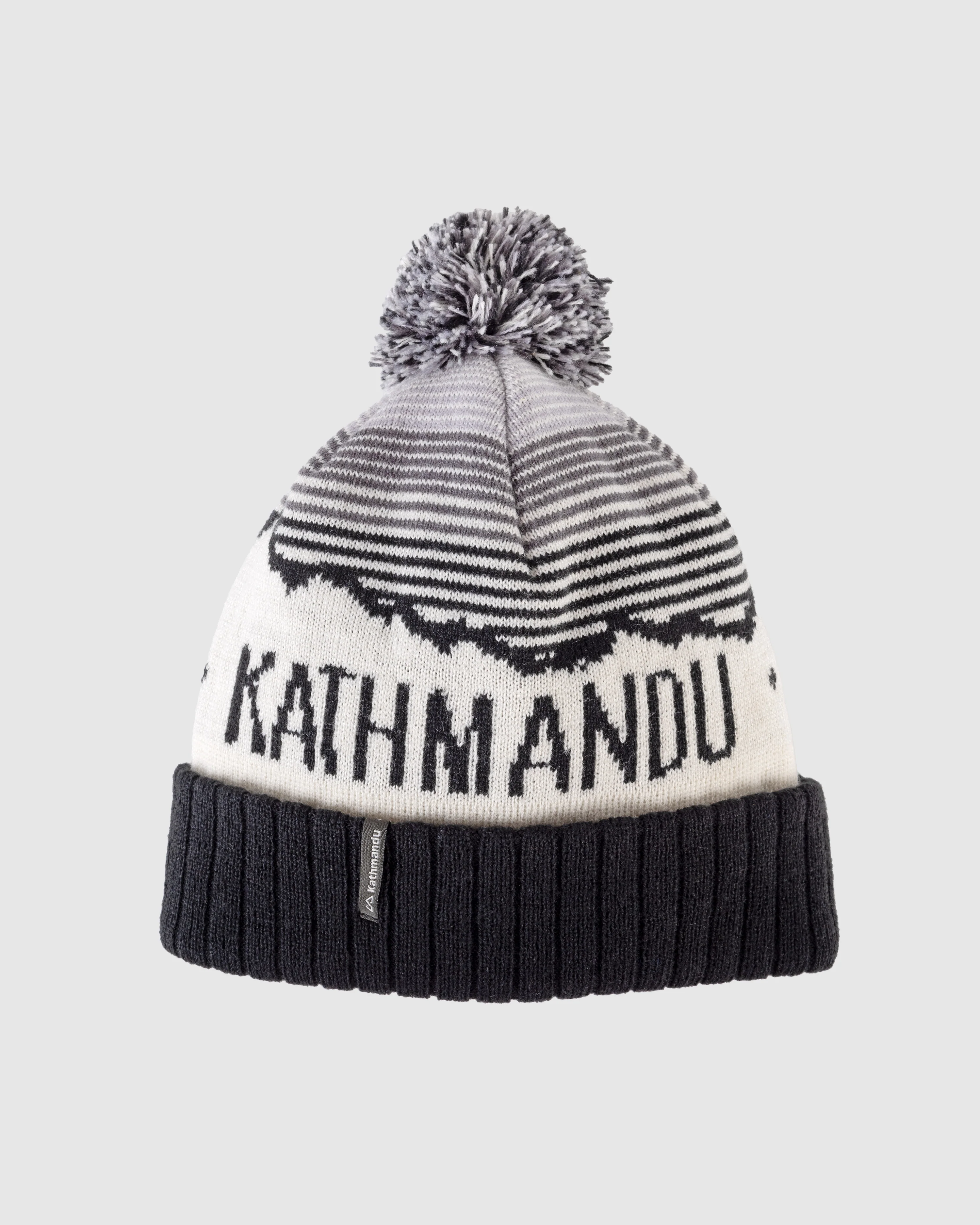Kids' Mountain Skies Pompom Beanie - Black/White/Grey