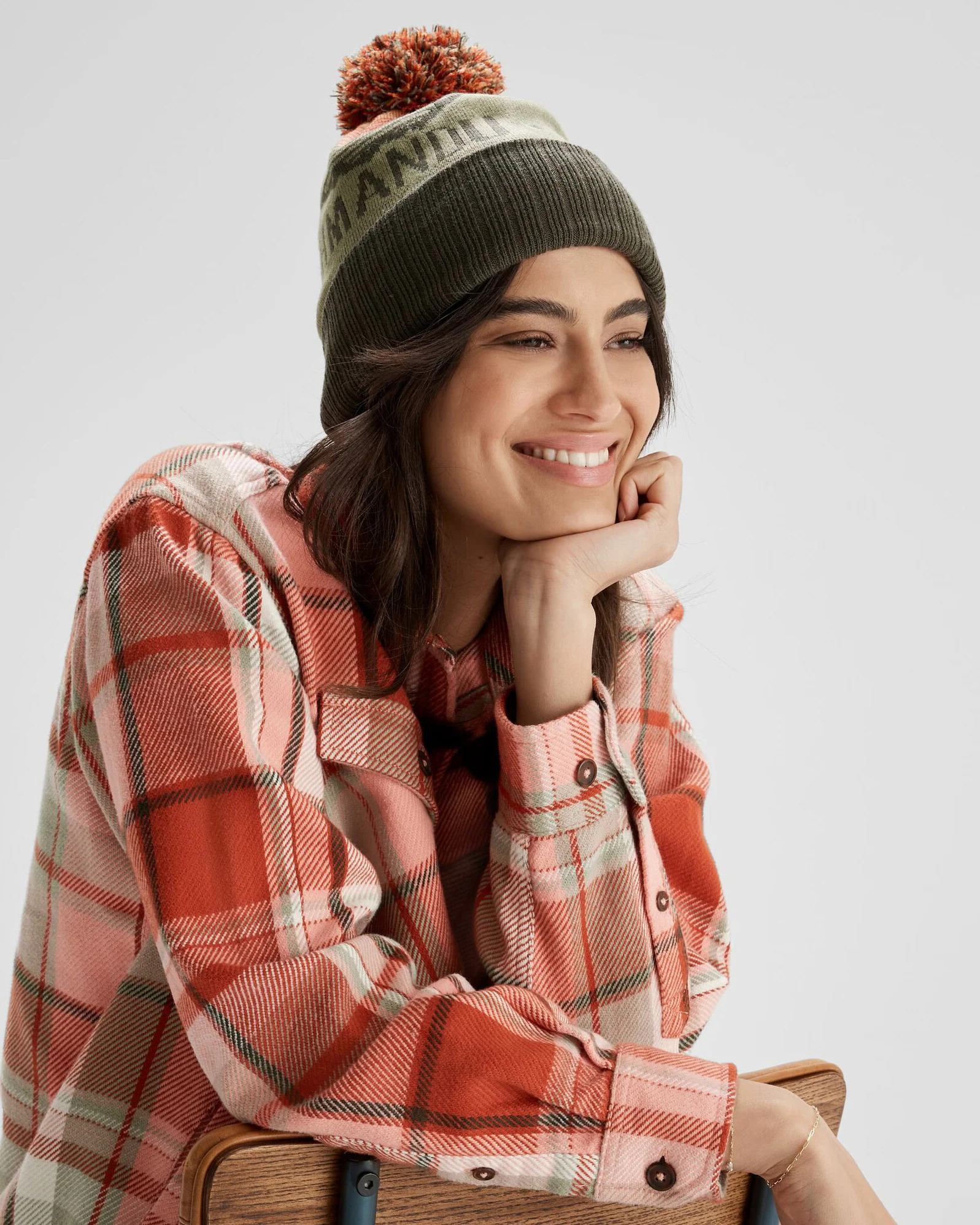 MTN Skies Pompom Beanie - Beech/Dark Moss/Spicy/Jaffa - Image 3