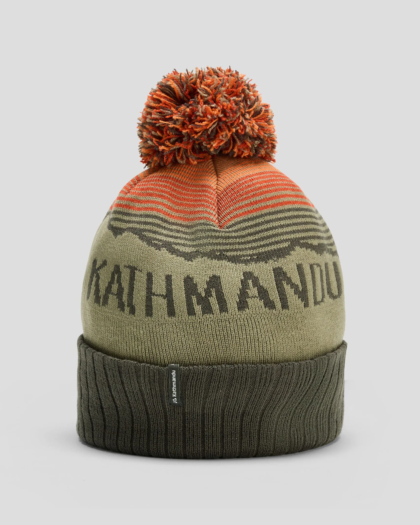 MTN Skies Pompom Beanie - Beech/Dark Moss/Spicy/Jaffa - Image 4