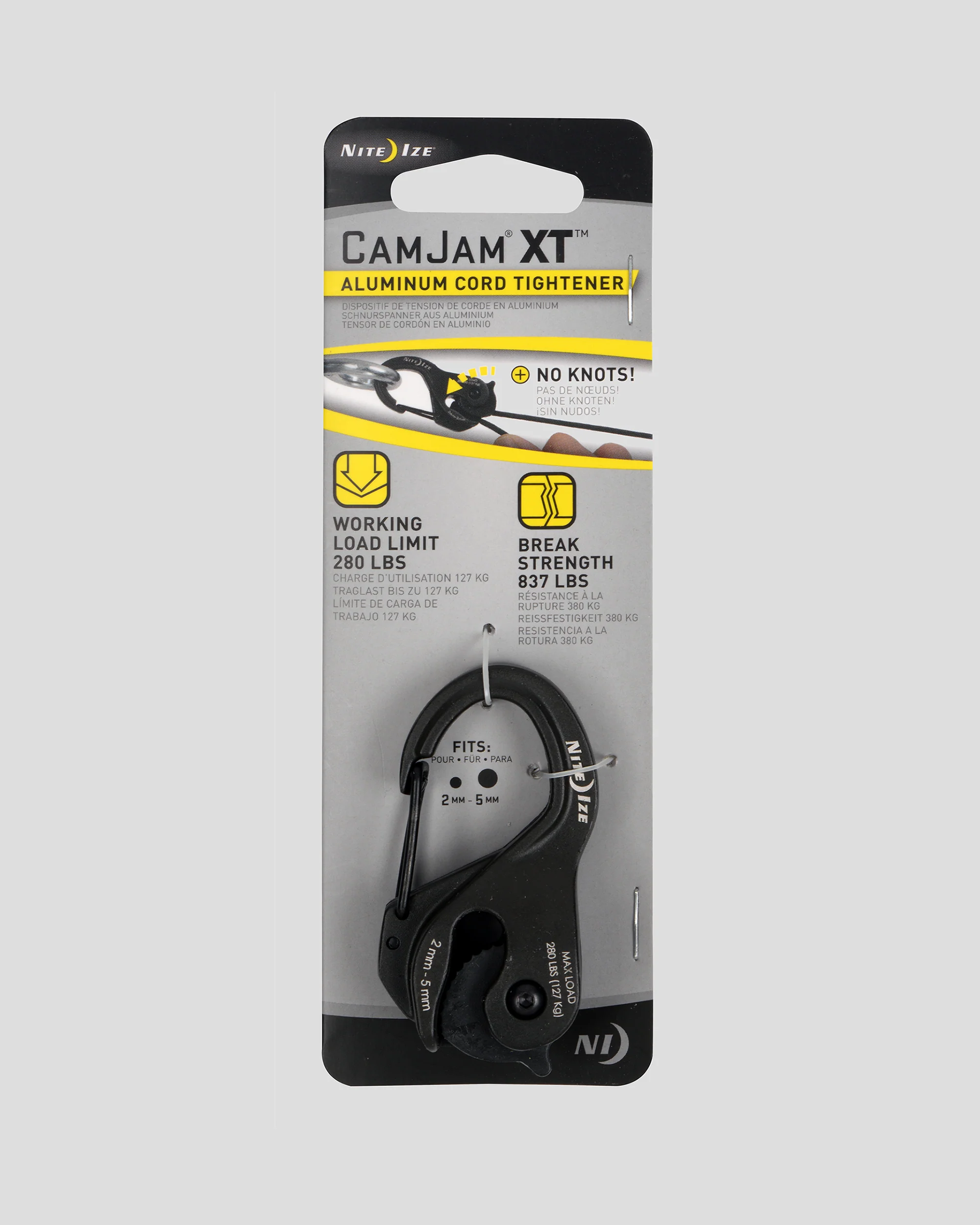 Nite Ize CamJam XT Aluminium Cord Tightener - Regular - Black