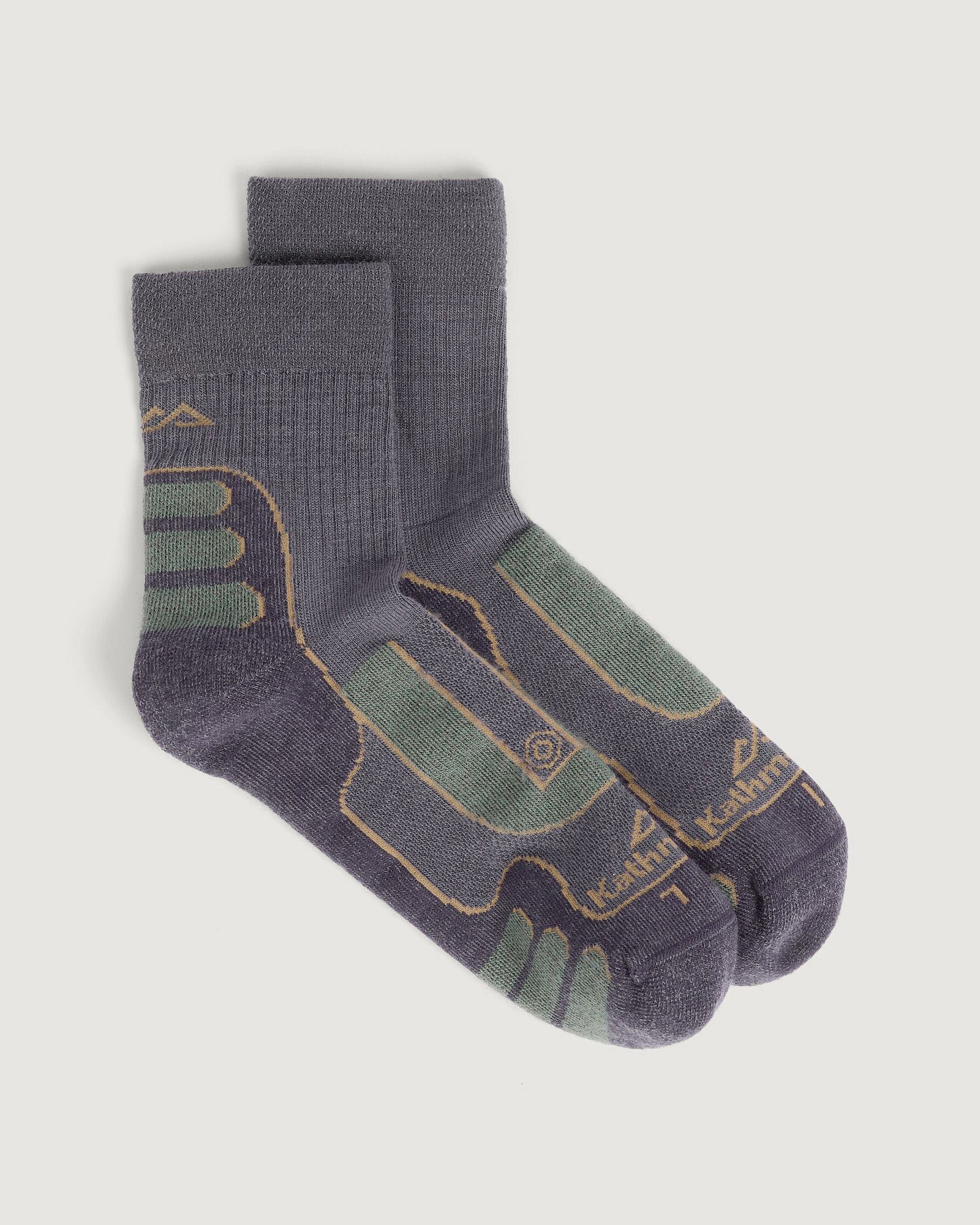 NuYarn Ergonomic Quarter Crew Hiking Socks - Dusk/Thyme/Golden Oak