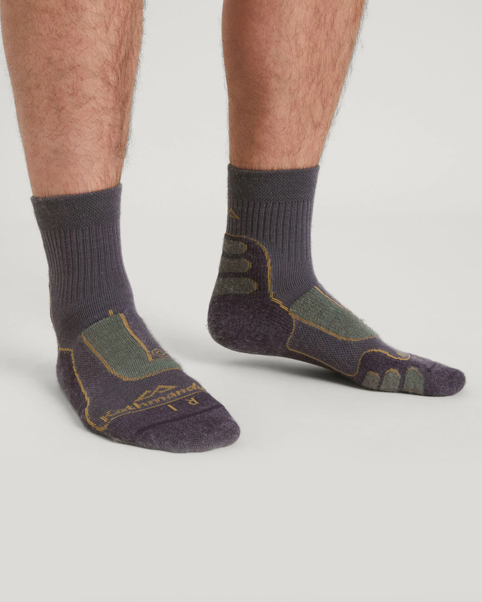 NuYarn Ergonomic Quarter Crew Hiking Socks - Dusk/Thyme/Golden Oak - Image 2