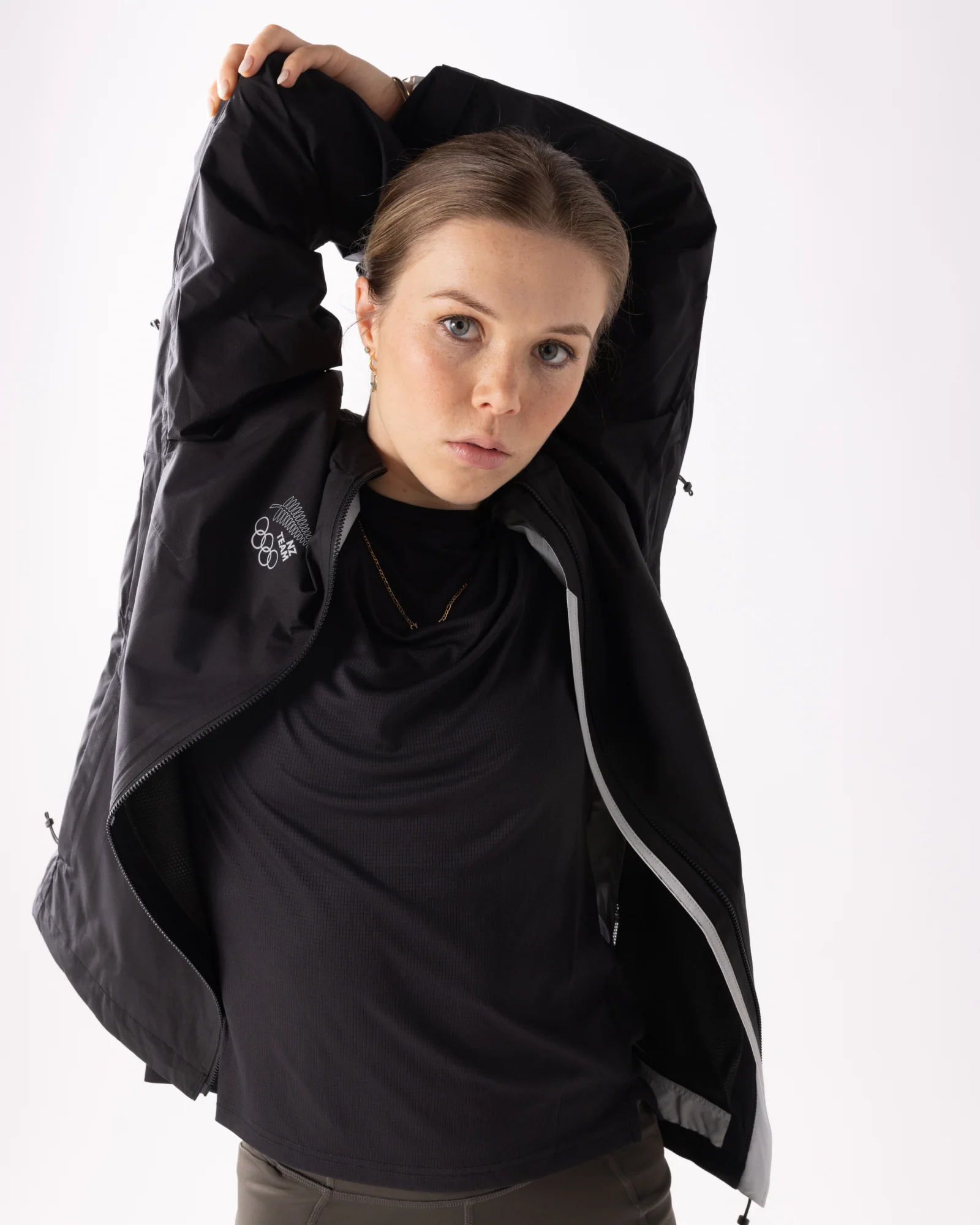 Women's Trailhead Stretch Rain Jacket - Black | New Zealand Team Supporters Collection - Image 3