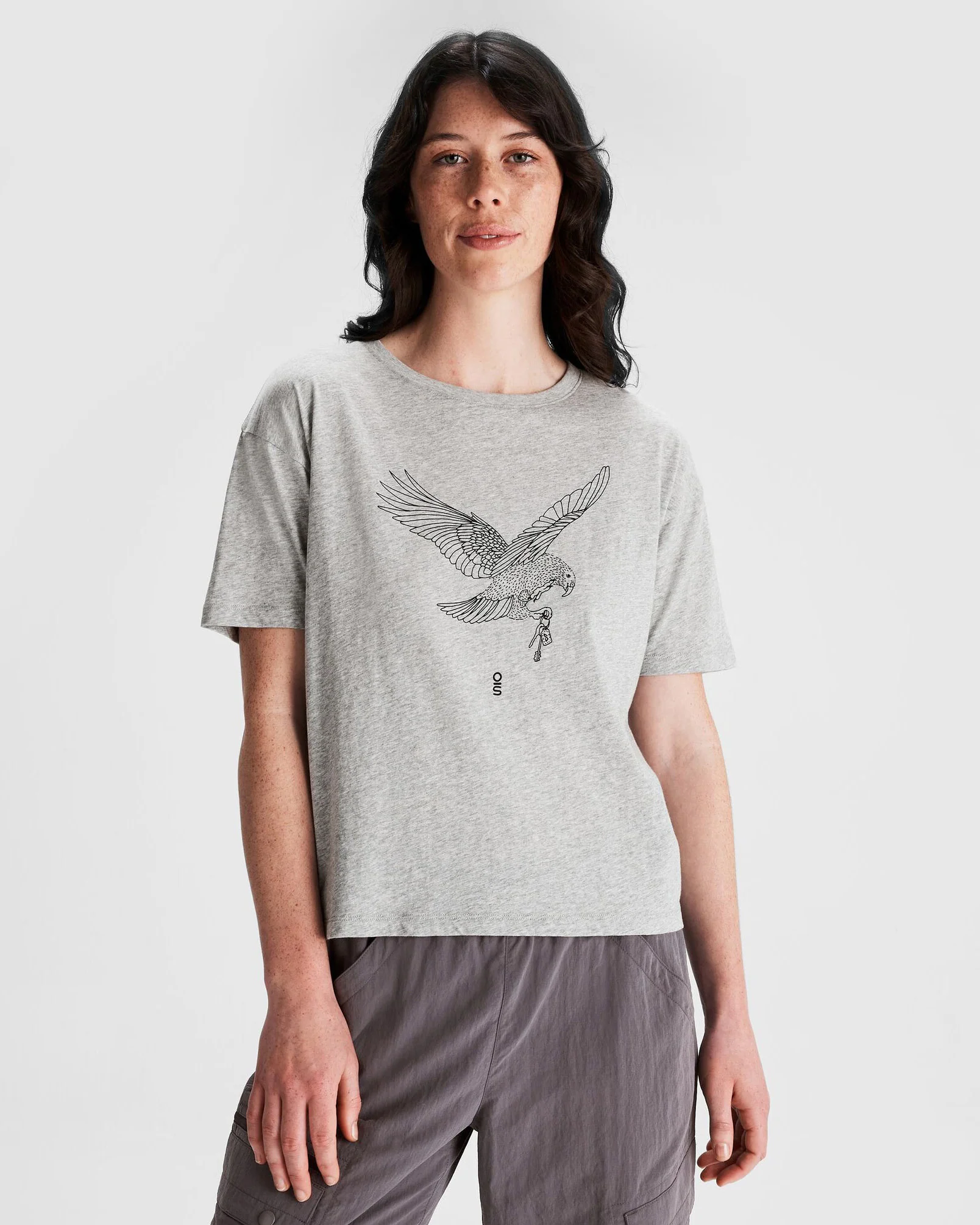 Women's O.Smither Organic Cotton T-shirt - Light Grey Marle