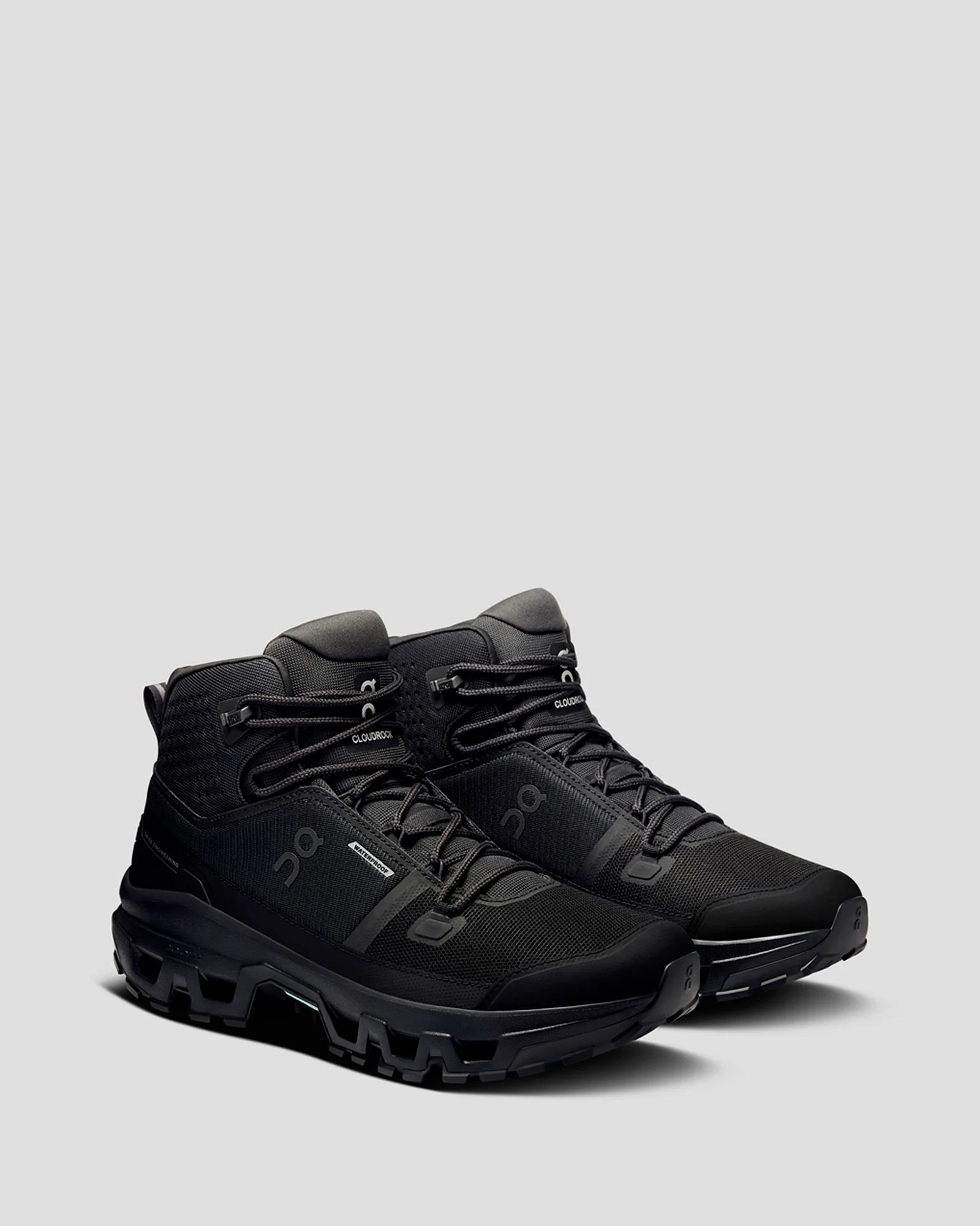 Men's On Cloudrock Waterproof Mid Hiking Boots - Black/Black - Image 2
