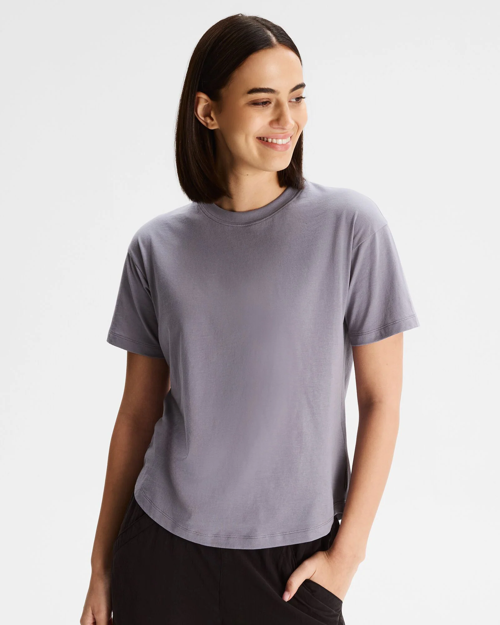 Women's Solid Organic Cotton T-Shirt - Dark Haze