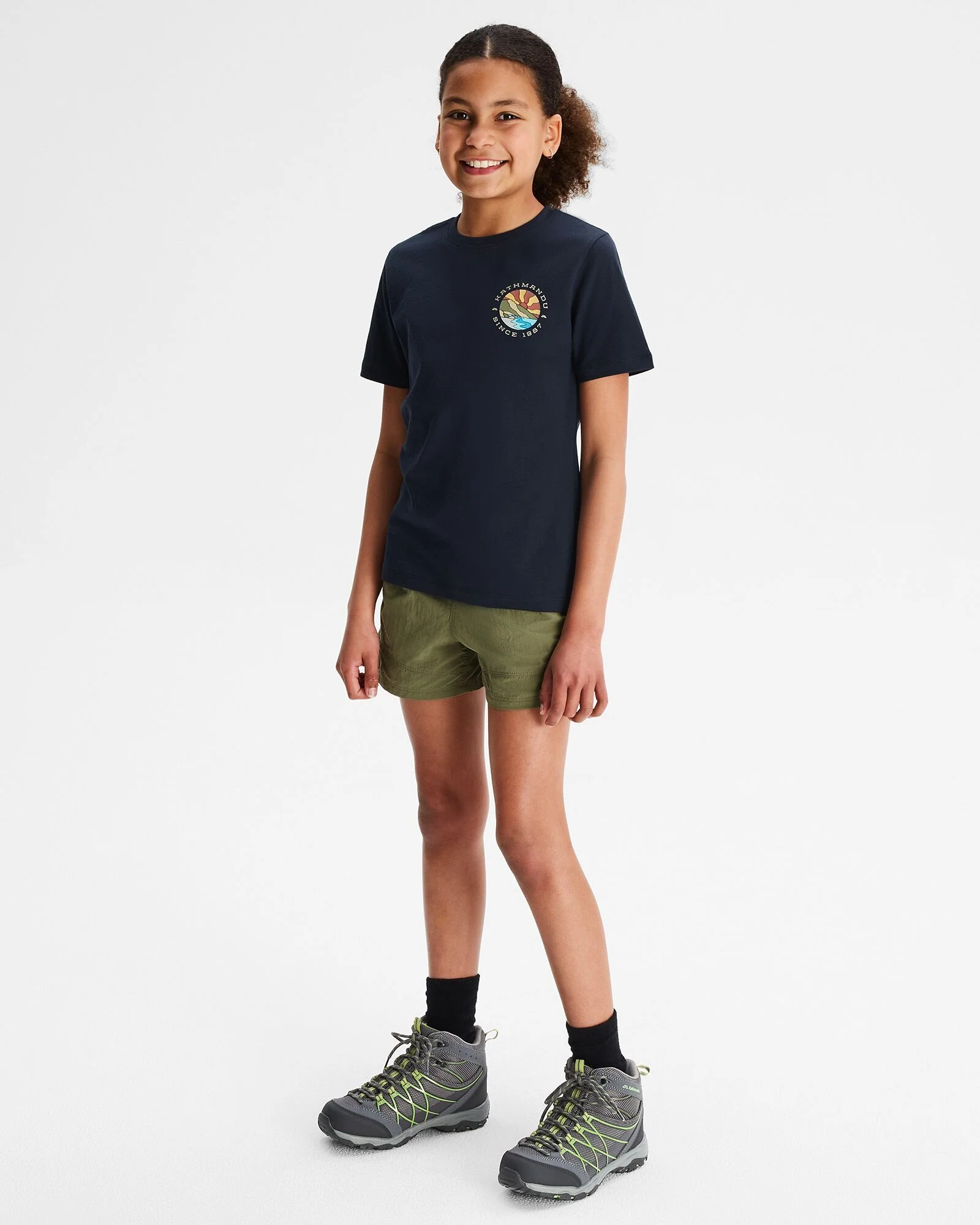 Girls' Sunburst Organic Cotton T-shirt - Pure Navy