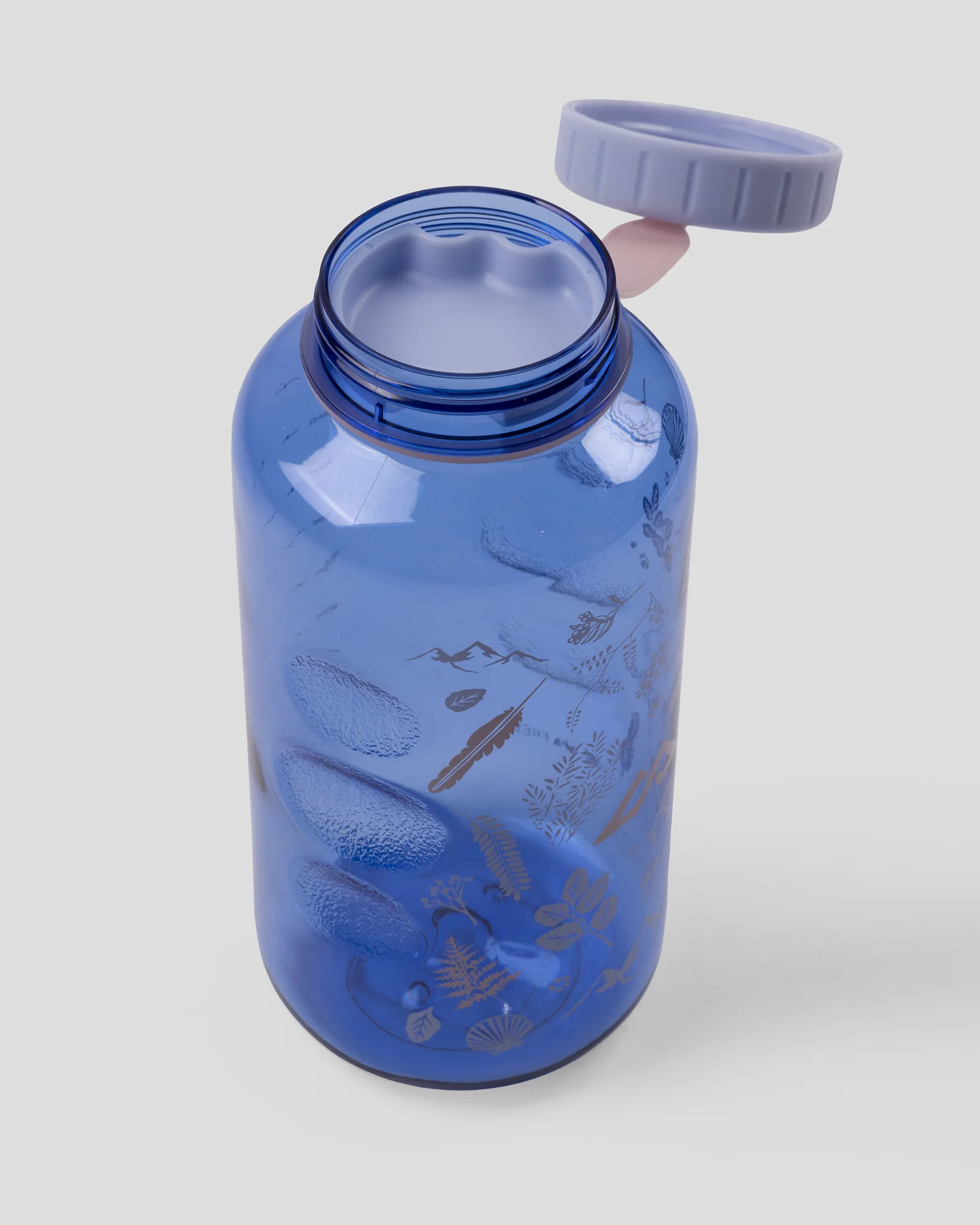 Wide Mouth Tritan 1L Drink Bottle - Dark Peri Nature Icons - Image 2