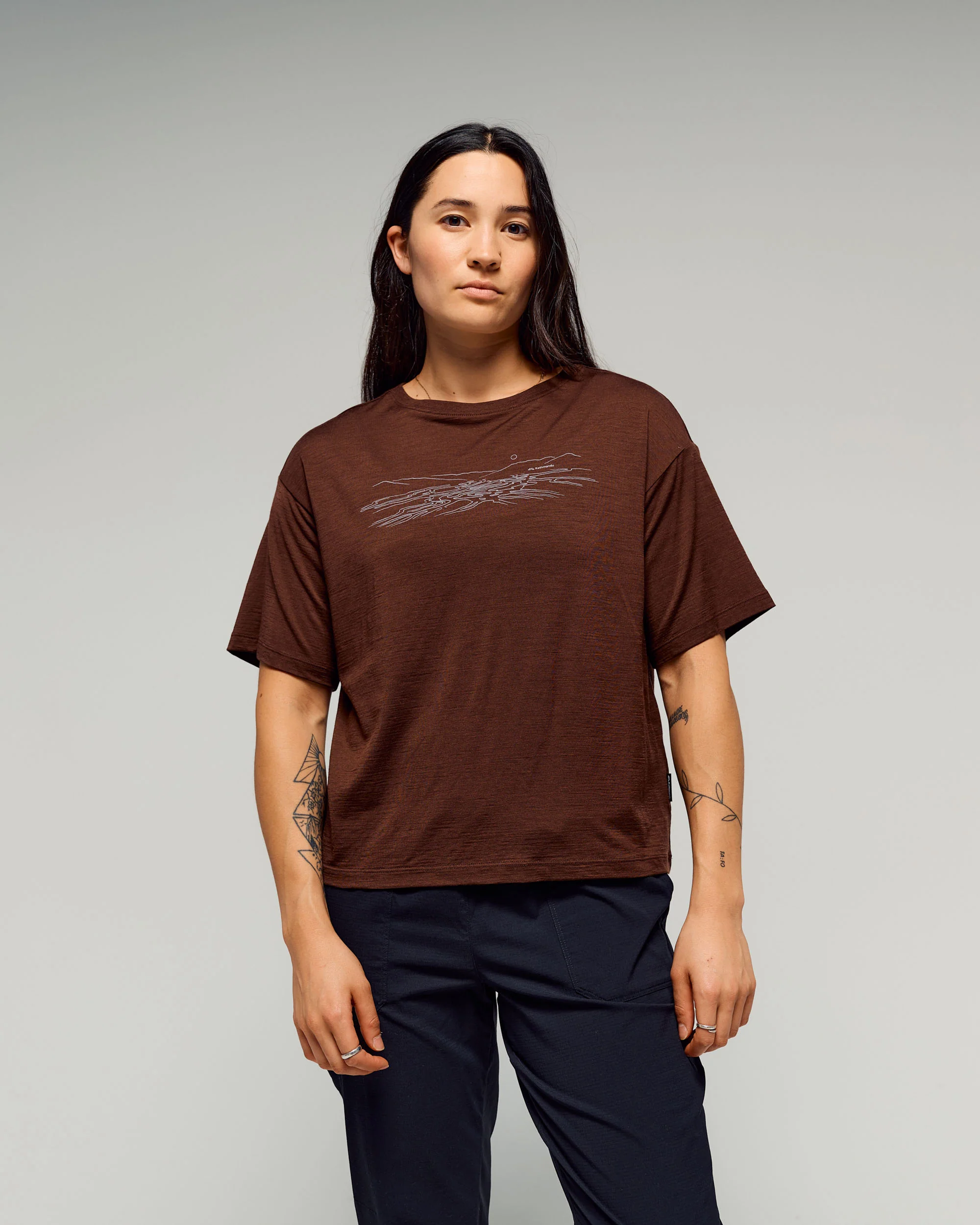 Women's 100% Merino Graphic T-Shirt - Cocoa