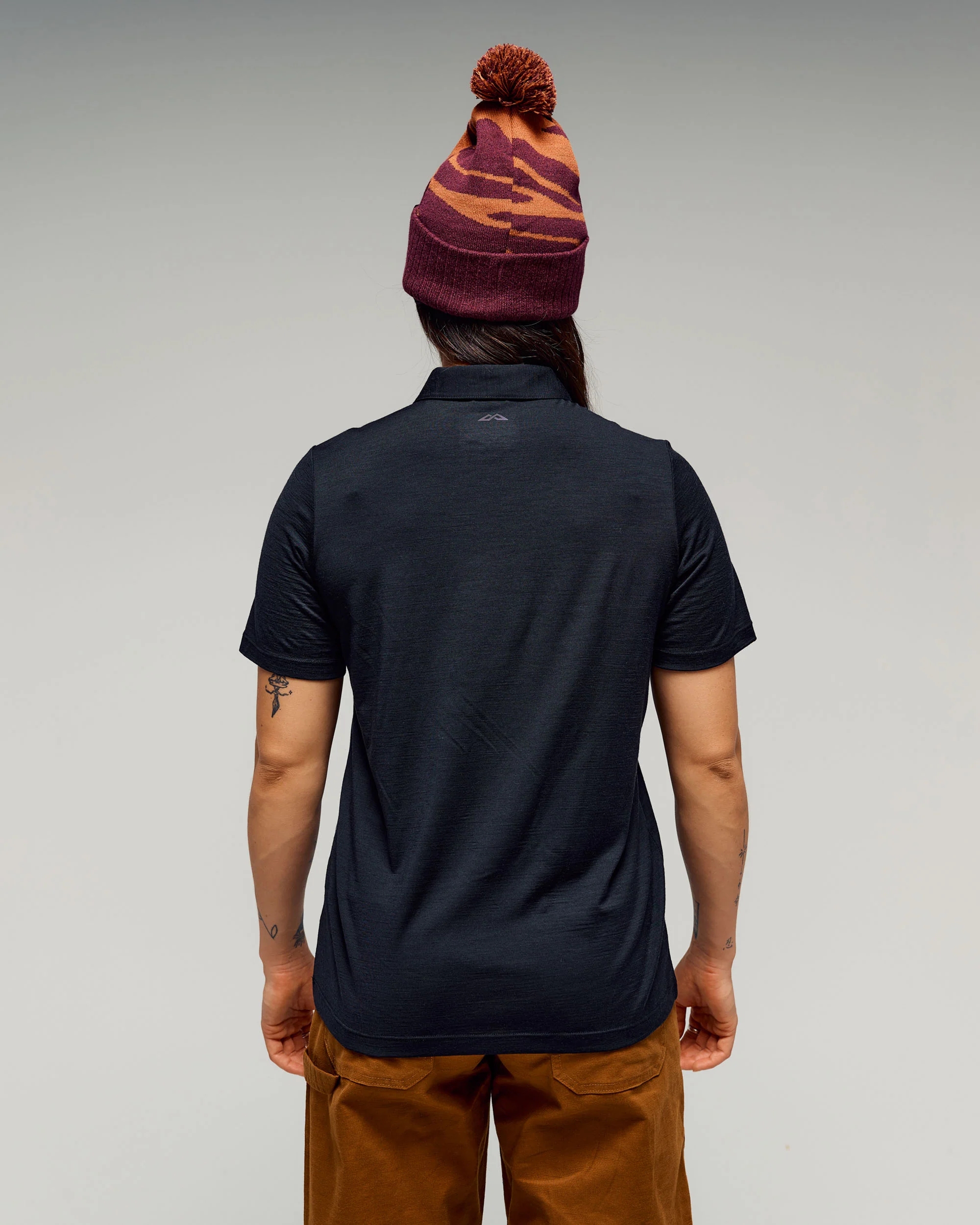 Women's 100% Merino Polo - Black Stingray - Image 2
