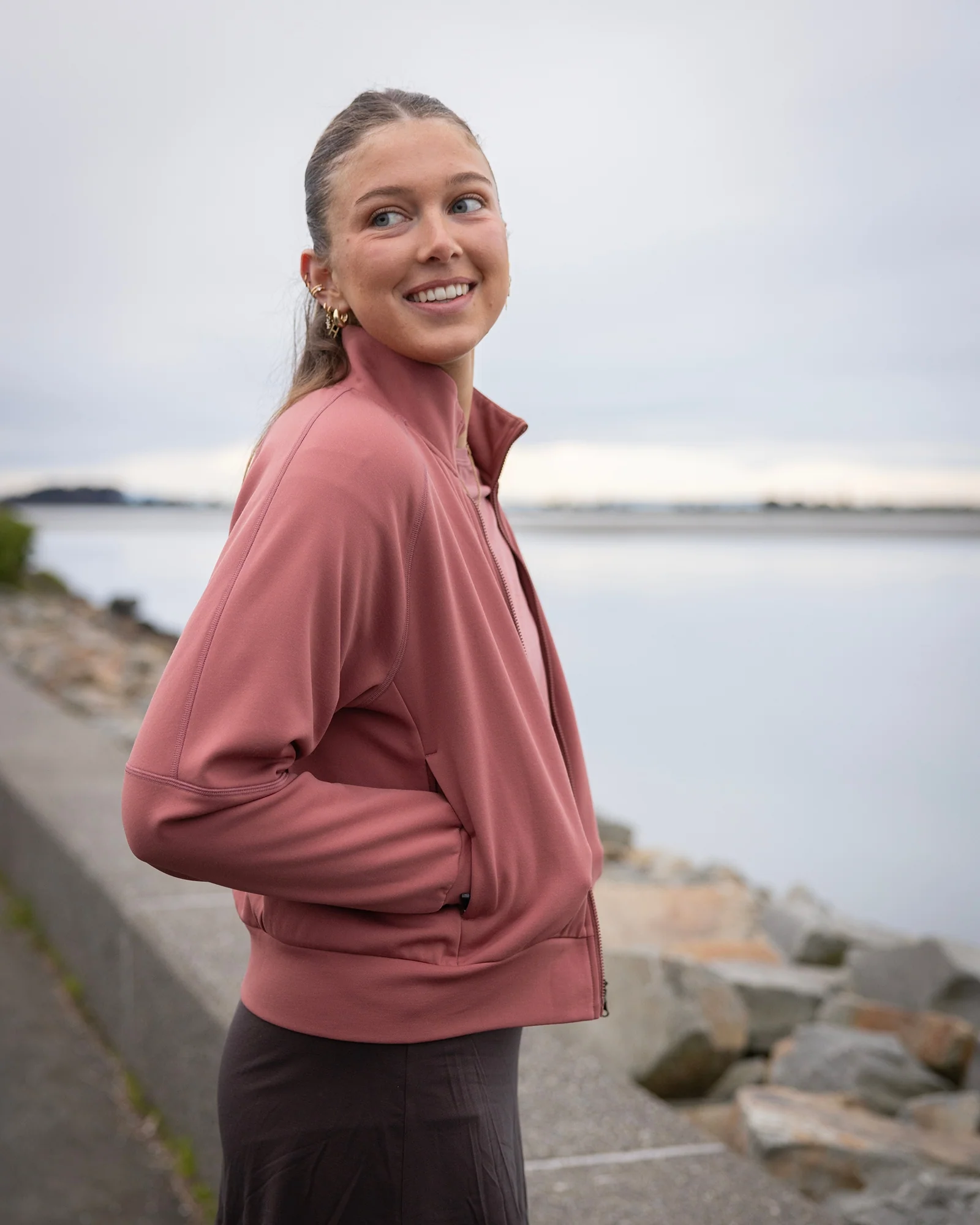 Women’s Anytime Bomber Jacket - Dark Clay - Image 2