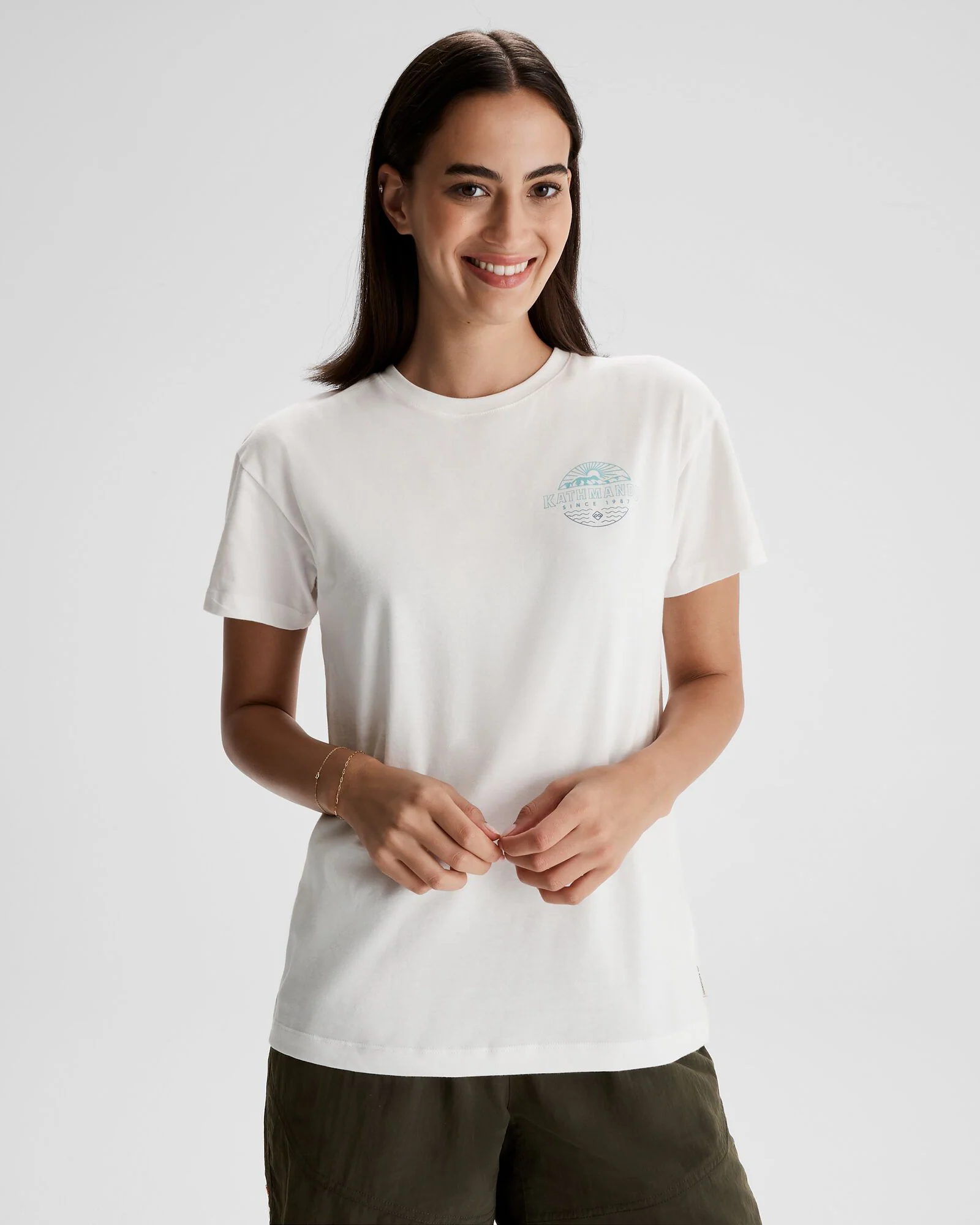 Women's Kathmandu Logo Faded Organic Cotton T-shirt - White