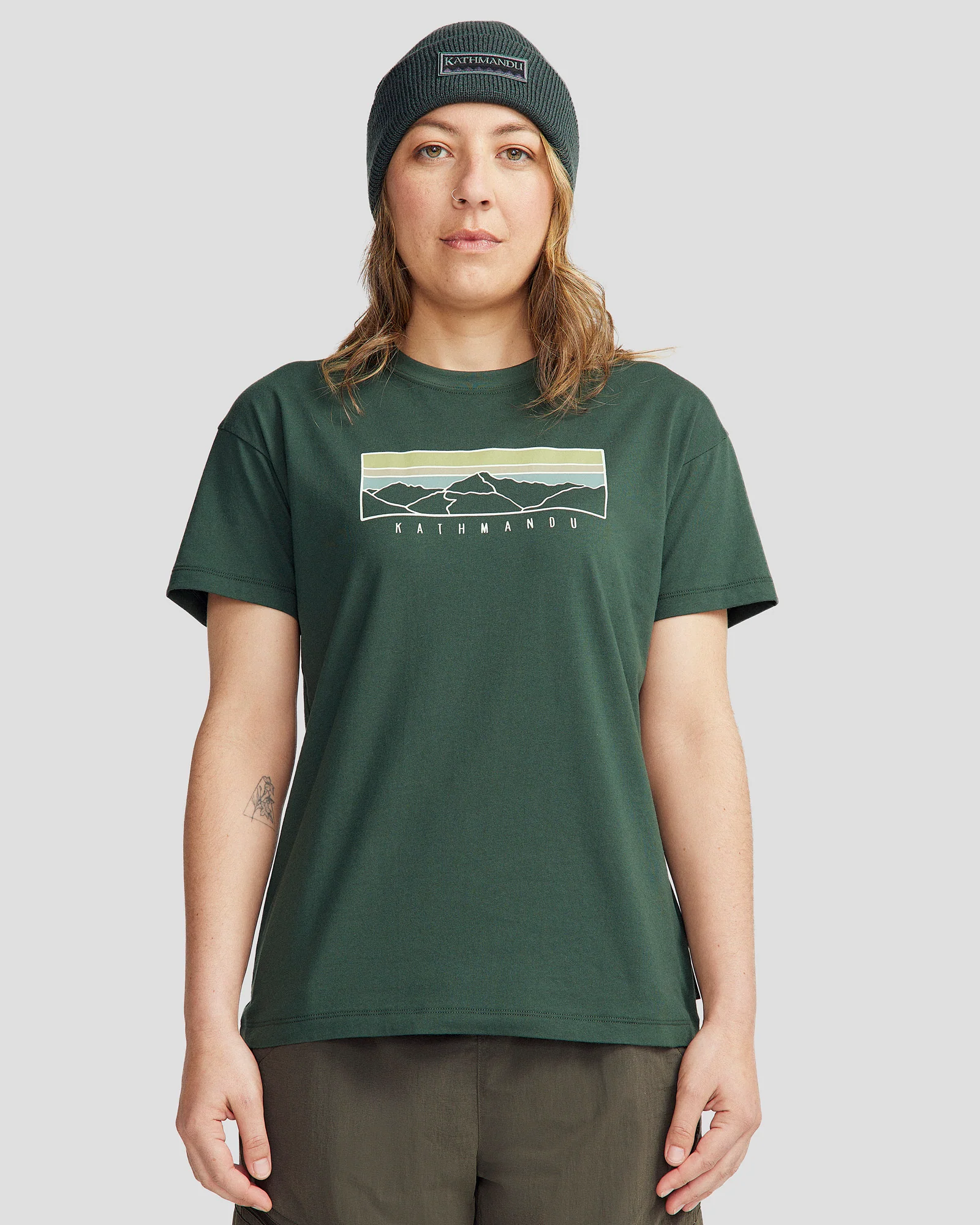Women's Mountain Sunset Organic Cotton T-shirt - Deep Forest