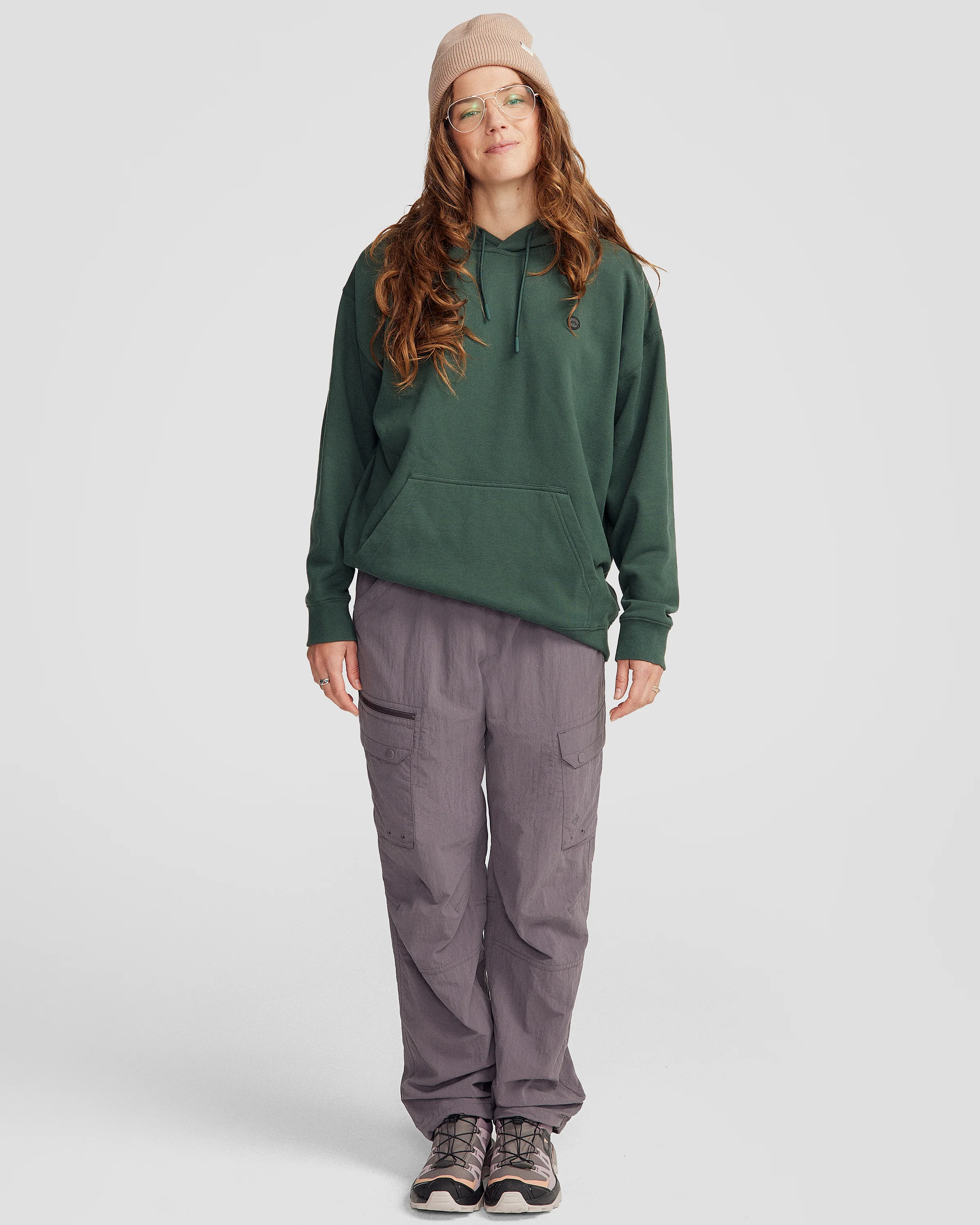 Women's Peak Badge Slouchy Brushed Hoodie - Deep Forest - Image 8
