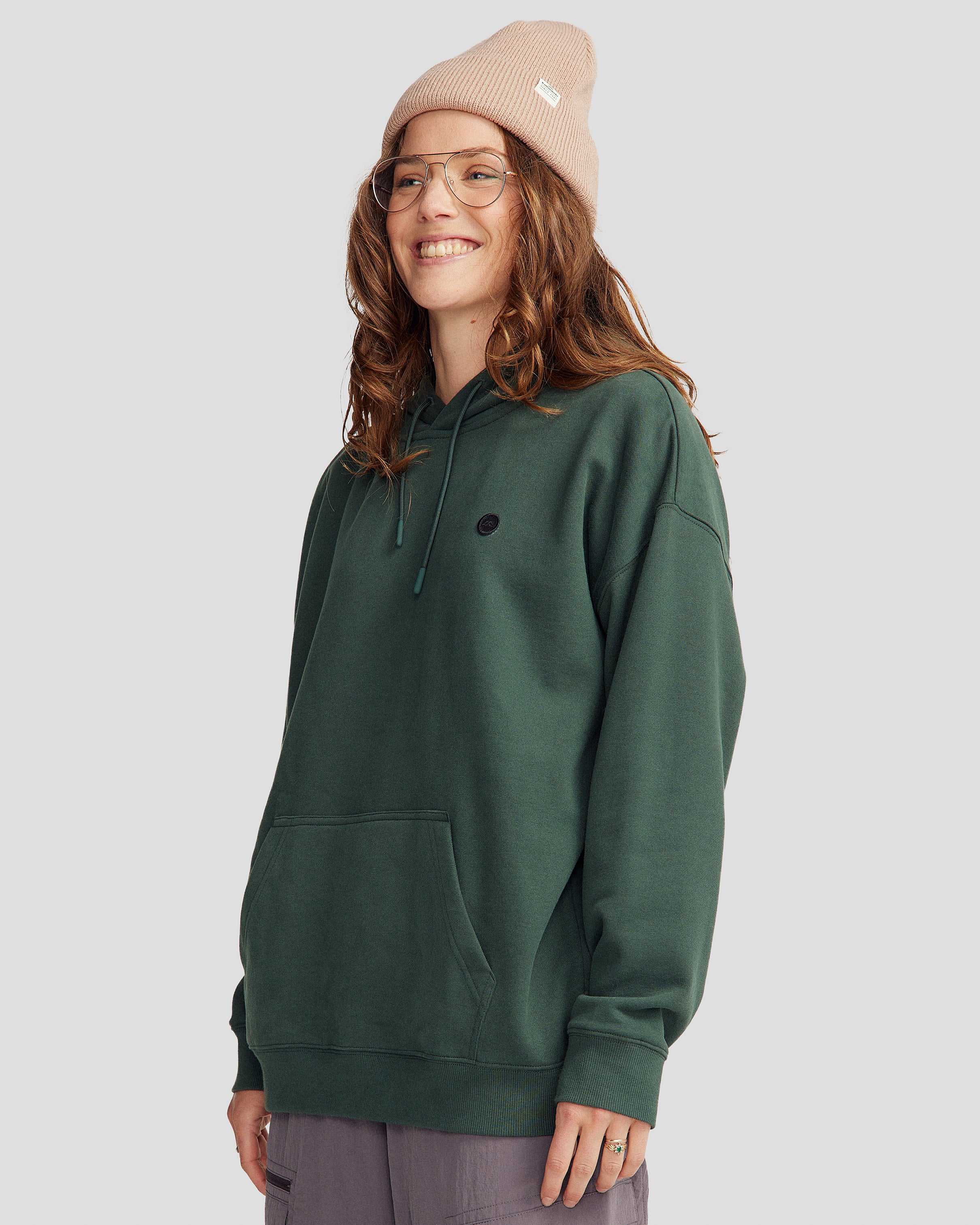 Women's Peak Badge Slouchy Brushed Hoodie - Deep Forest - Image 9