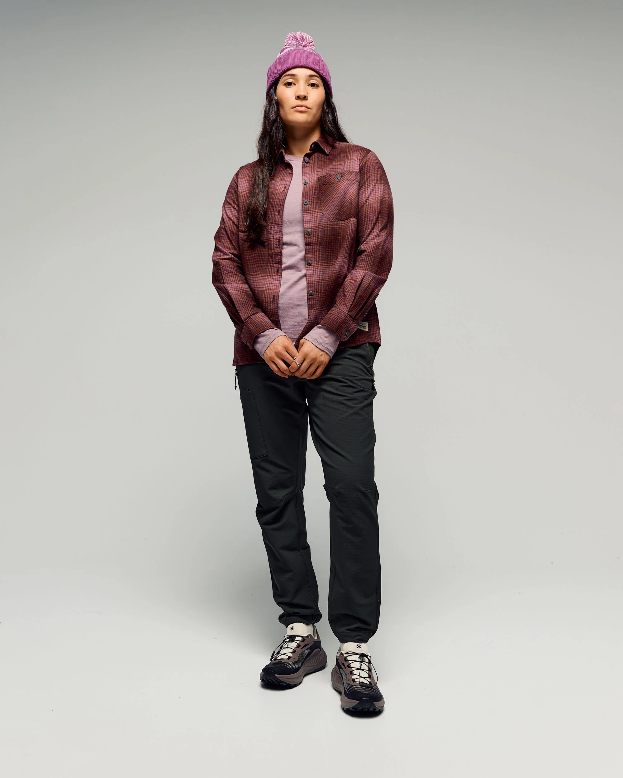 Women's Retreat Fyfe Long Sleeve Shirt - Mulberry/Dark Thistle Plaid - Image 3