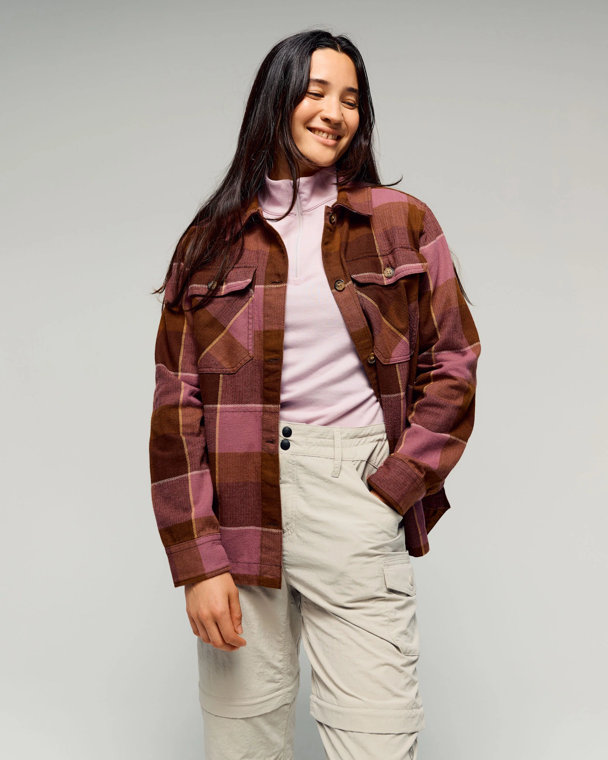 Women's Retreat Huntly Long Sleeve Overshirt - Cocoa Plaid
