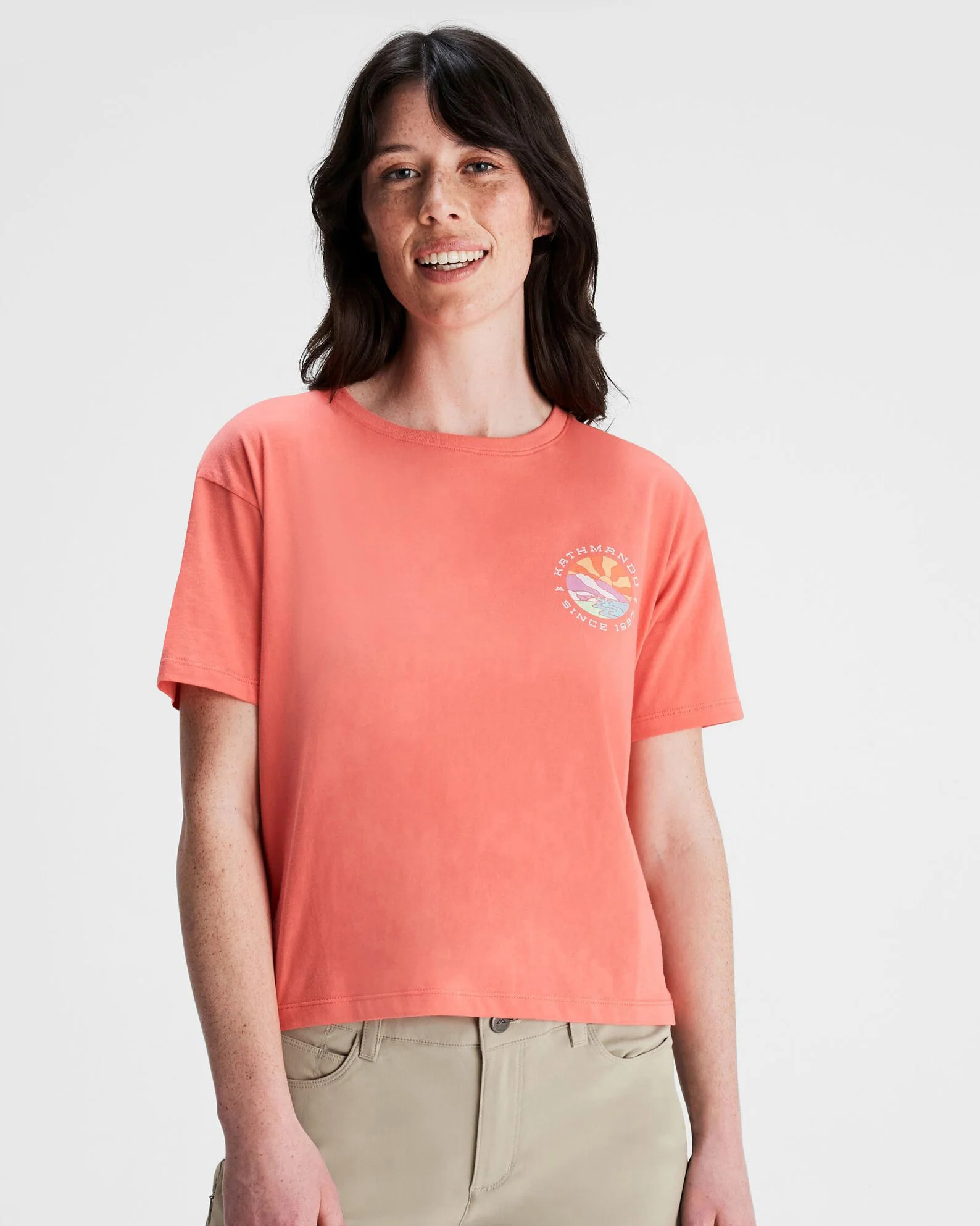 Women's Kathmandu Logo Sunburst Organic Cotton T-shirt - Fruity