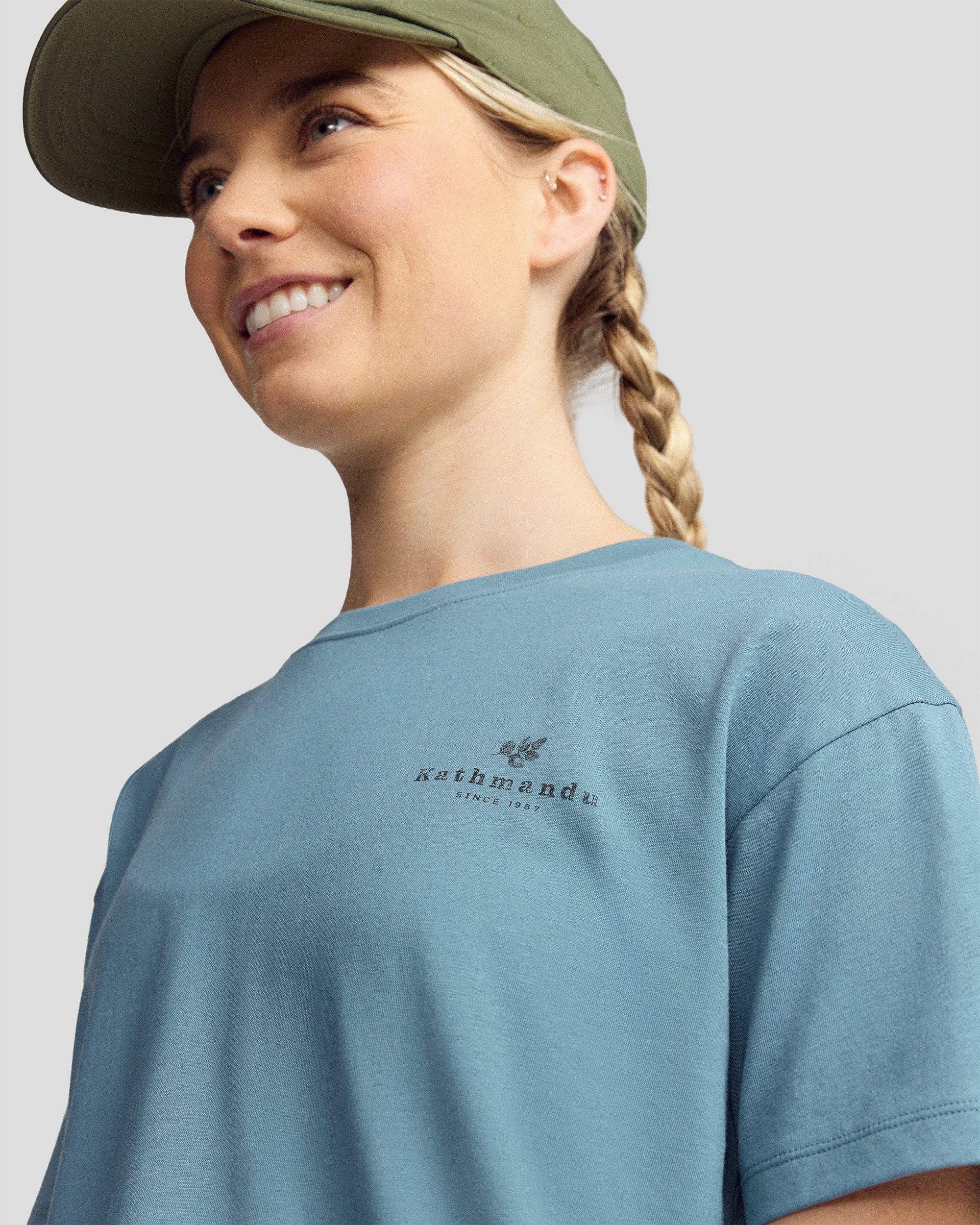 Women’s Trail Treasure Organic Cotton T - shirt - Washed Blue - Image 5