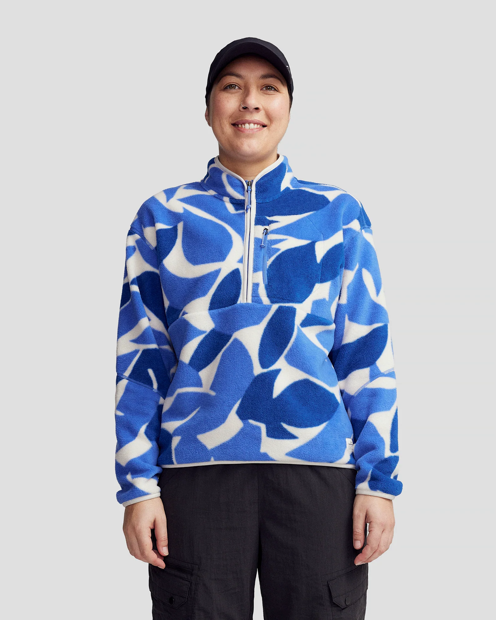 Women's Trailhead Fleece 1/4 Zip Pullover - Dark Peri Forest Floor Print - Image 2