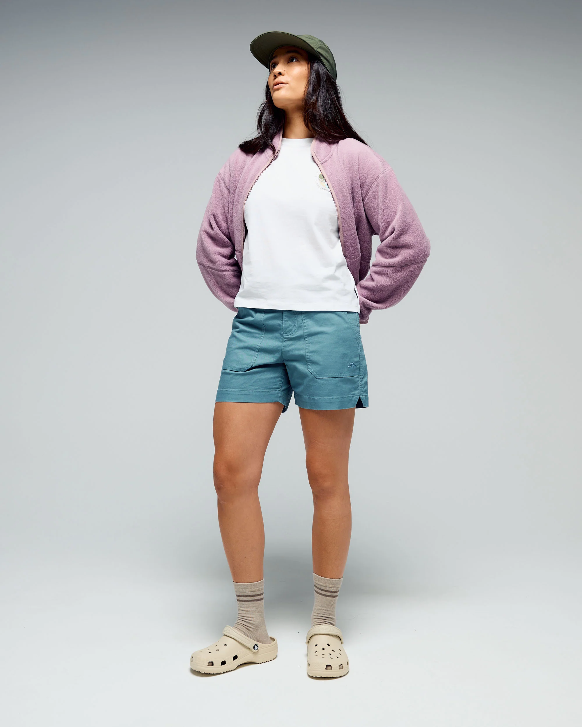 Women’s Weekend Cotton Shorts - Washed Blue - Image 2