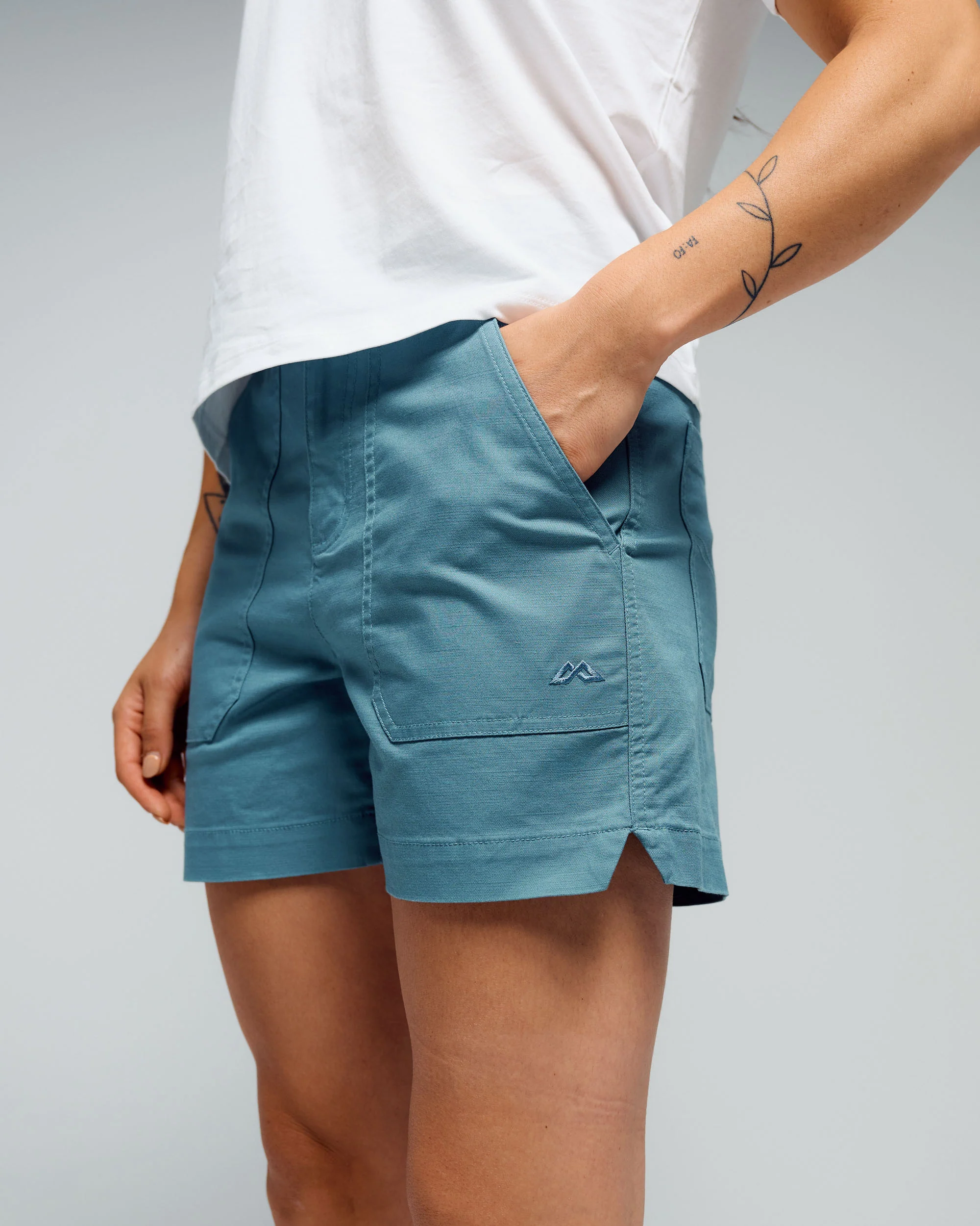 Women’s Weekend Cotton Shorts - Washed Blue - Image 4