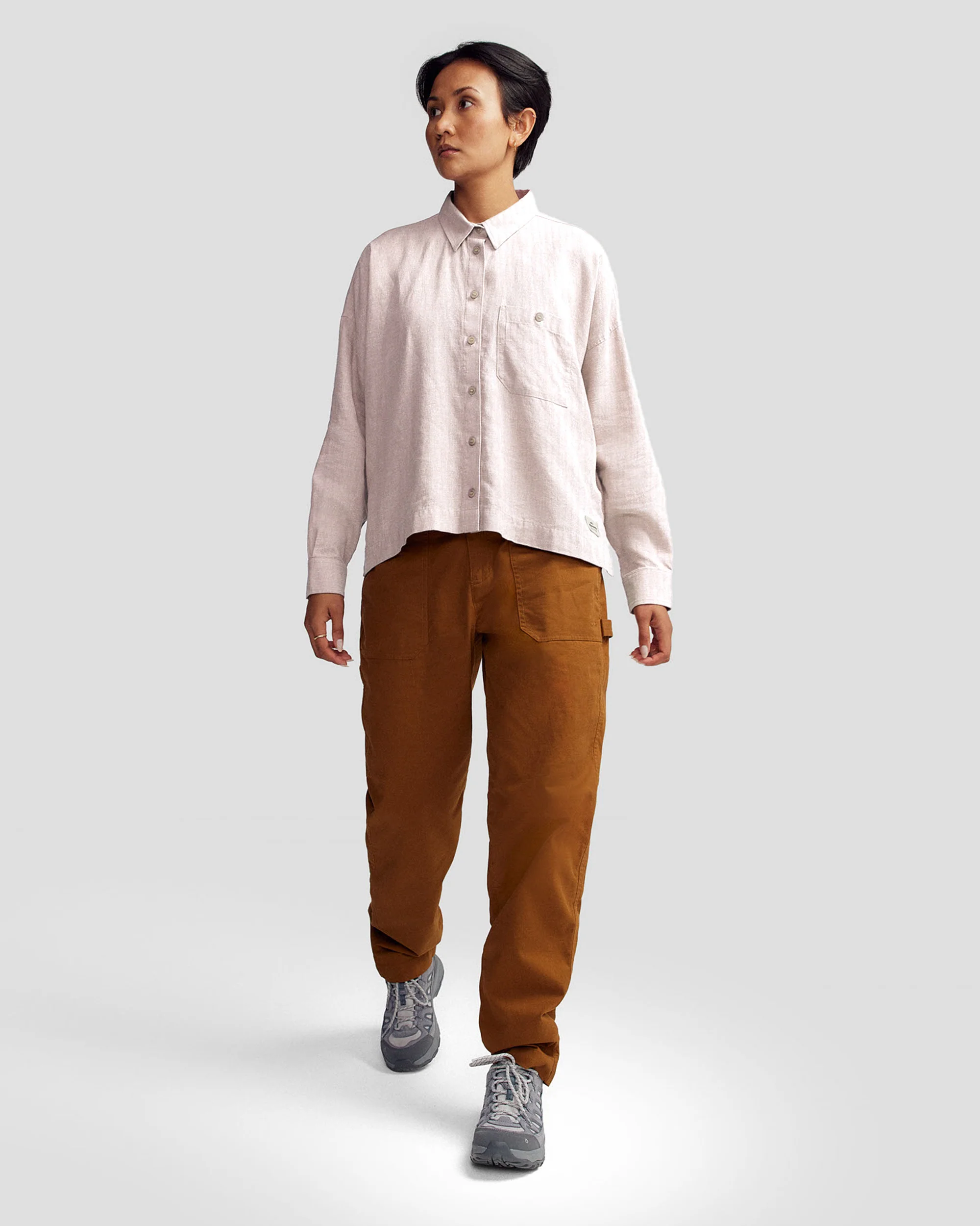 Women’s Weekend Natural Long Sleeve Shirt - Shroom Stripe