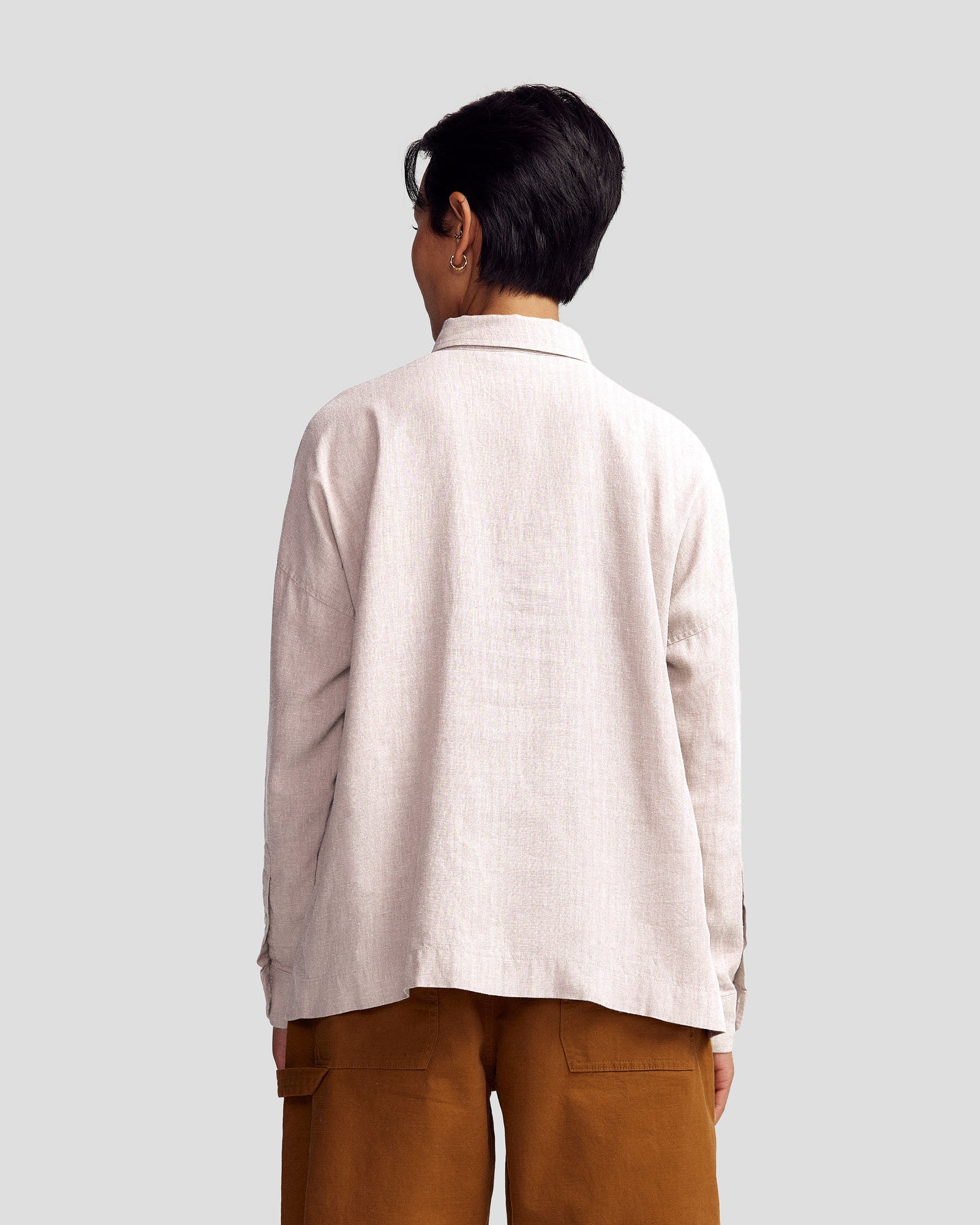 Women’s Weekend Natural Long Sleeve Shirt - Shroom Stripe - Image 3