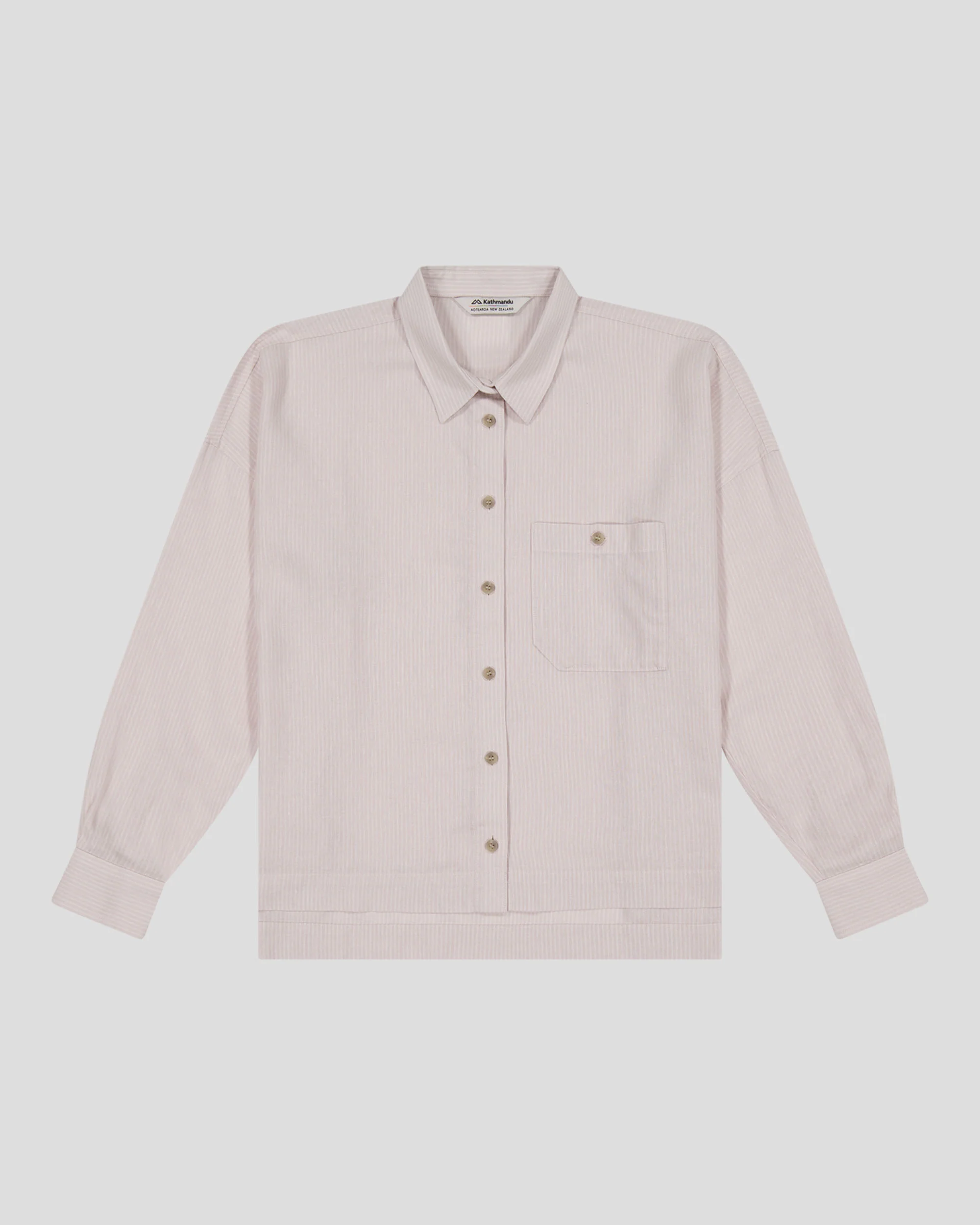 Women’s Weekend Natural Long Sleeve Shirt - Shroom Stripe - Image 4