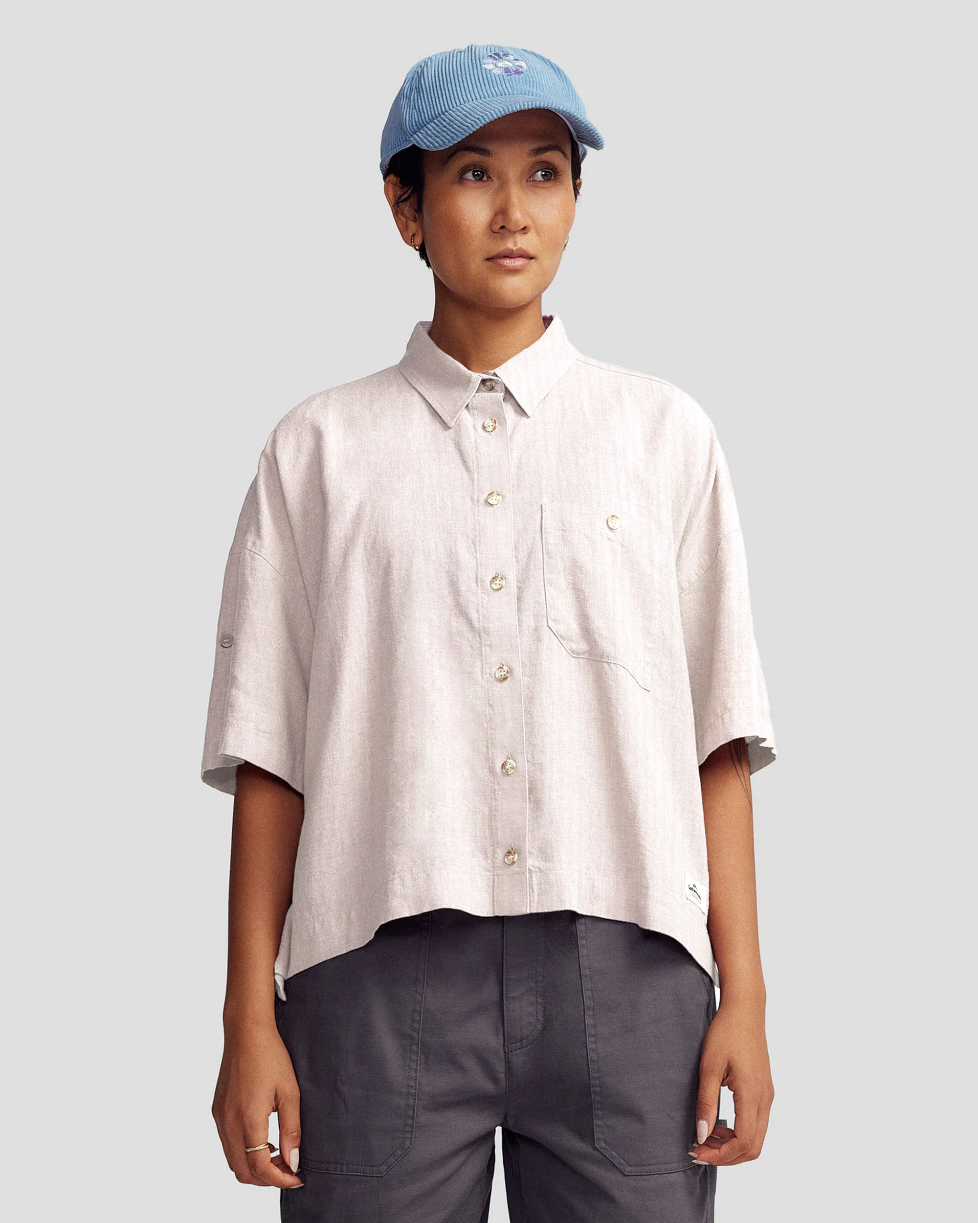 Women’s Weekend Natural Short Sleeve Shirt -  Shroom Stripe