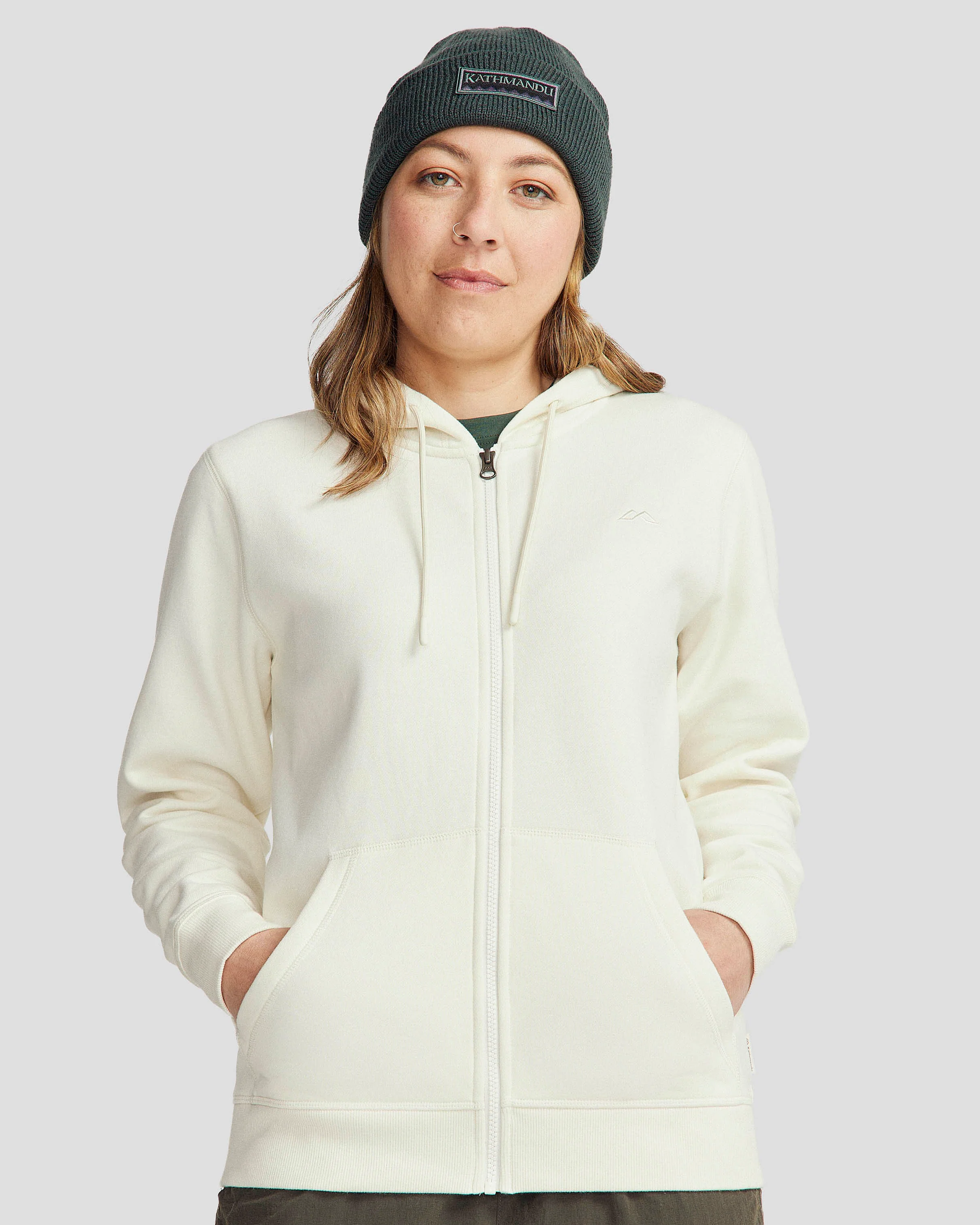 Women's Full-zip Hoodie - Natural